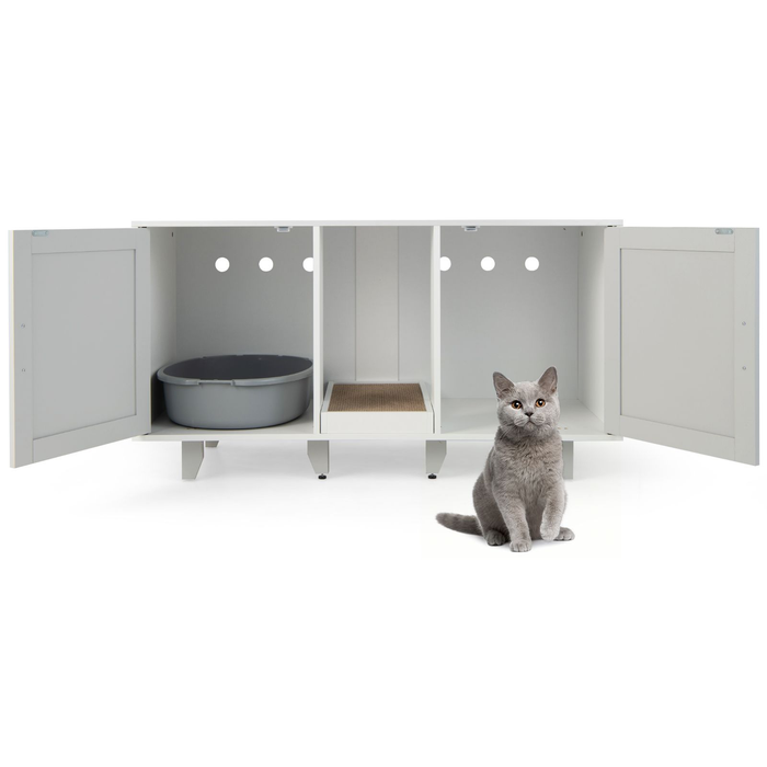 Cat Litter Box Enclosure with Scratching Board