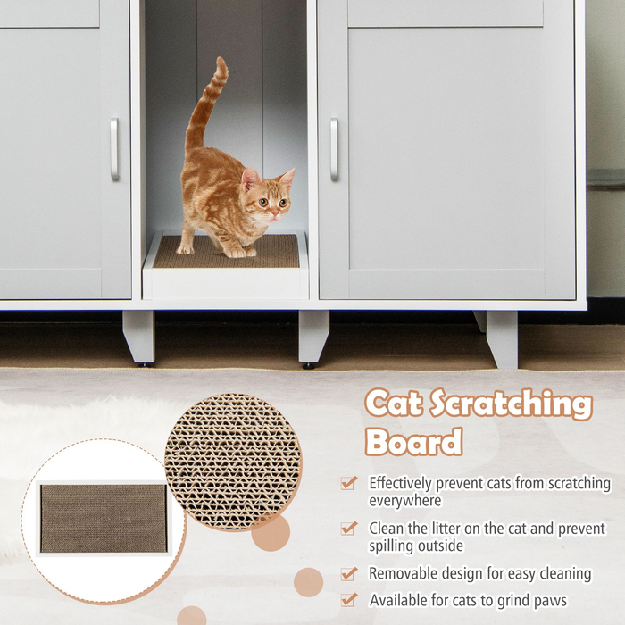 Cat Litter Box Enclosure with Scratching Board