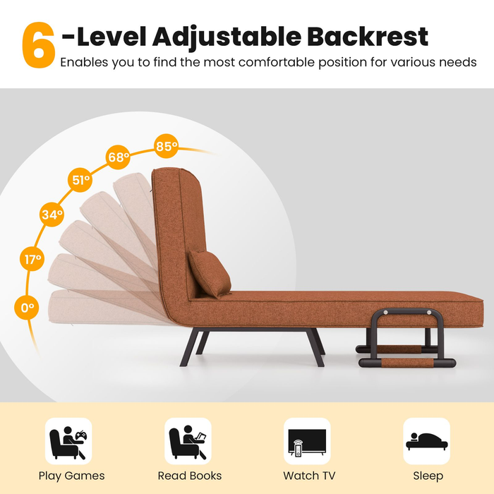 Convertible Sofa Bed 4-In-1 with 6-Position Adjustable Backrest