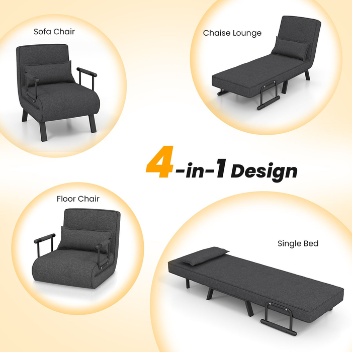 Convertible Sofa Bed 4-In-1 with 6-Position Adjustable Backrest