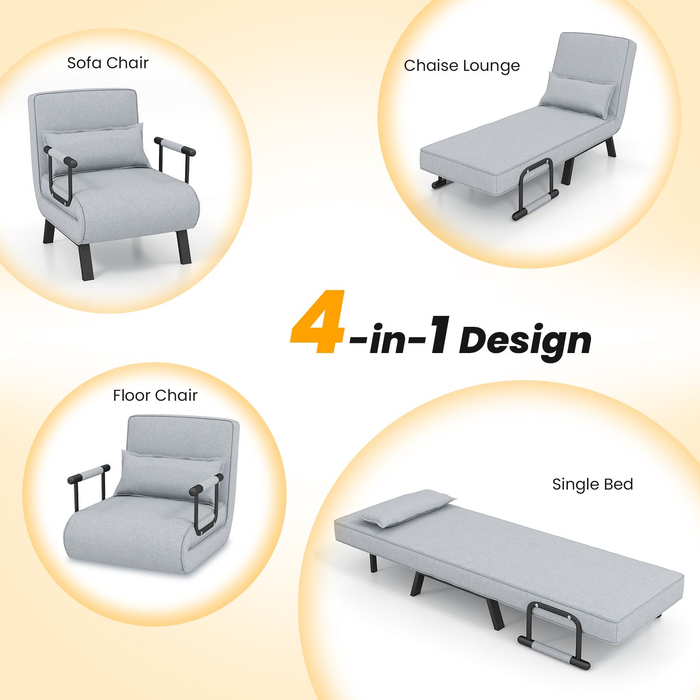 Convertible Sofa Bed 4-In-1 with 6-Position Adjustable Backrest