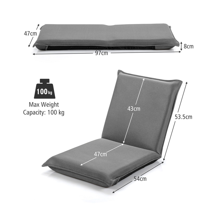 Folding Floor Chair with Reclining Function and 6 Adjustable Positions