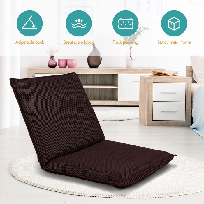 Folding Floor Chair with Reclining Function and 6 Adjustable Positions