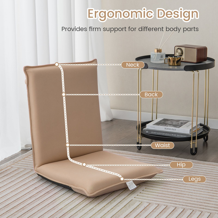 Folding Floor Chair with Reclining Function and 6 Adjustable Positions