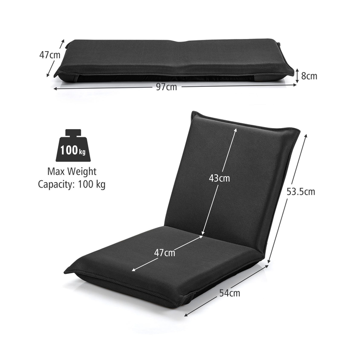 Folding Floor Chair with Reclining Function and 6 Adjustable Positions