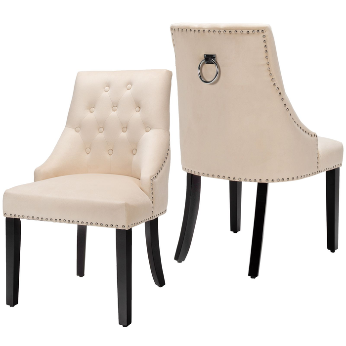 Modern Button-Tufted Velvet Studded Dining Chair with Nail Head Trim