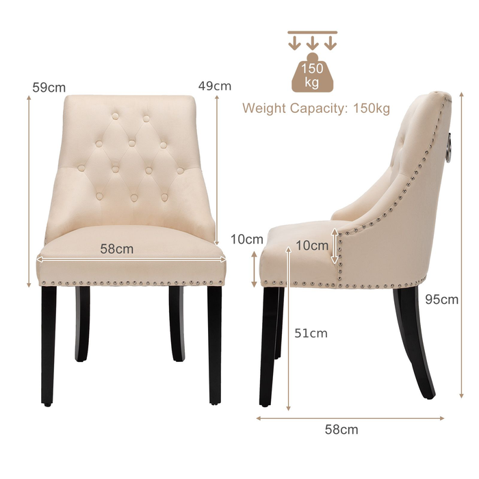 Modern Button-Tufted Velvet Studded Dining Chair with Nail Head Trim