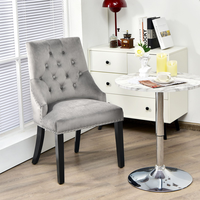 Modern Button-Tufted Velvet Studded Dining Chair with Nail Head Trim