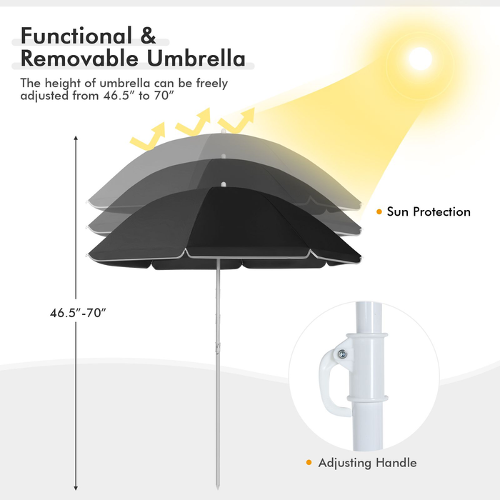 Portable Double Camping Chair with Umbrella and Ice Bag