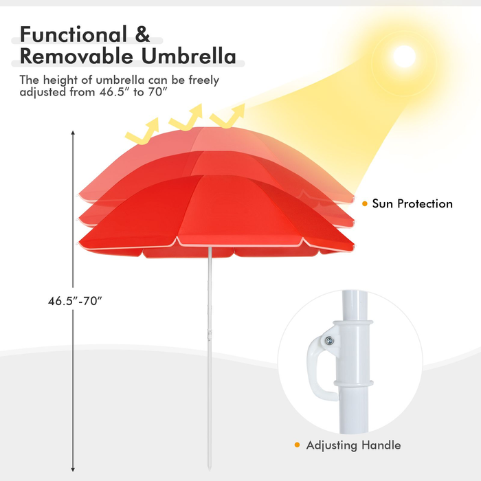 Portable Double Camping Chair with Umbrella and Ice Bag