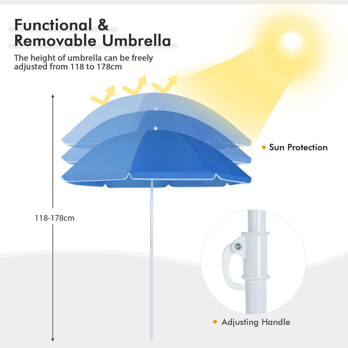 Portable Double Camping Chair with Umbrella and Ice Bag