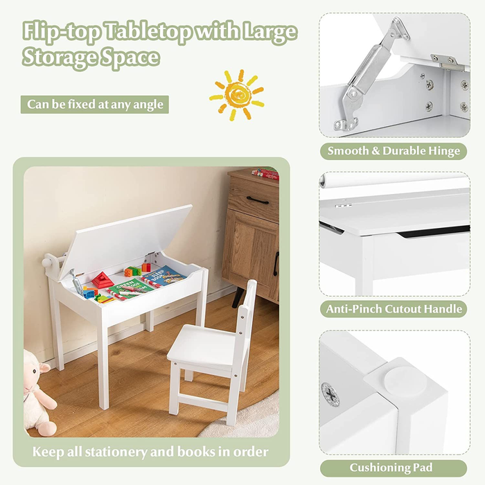 Toddler Activity Table with Chair with Storage and Paper Roll Holder