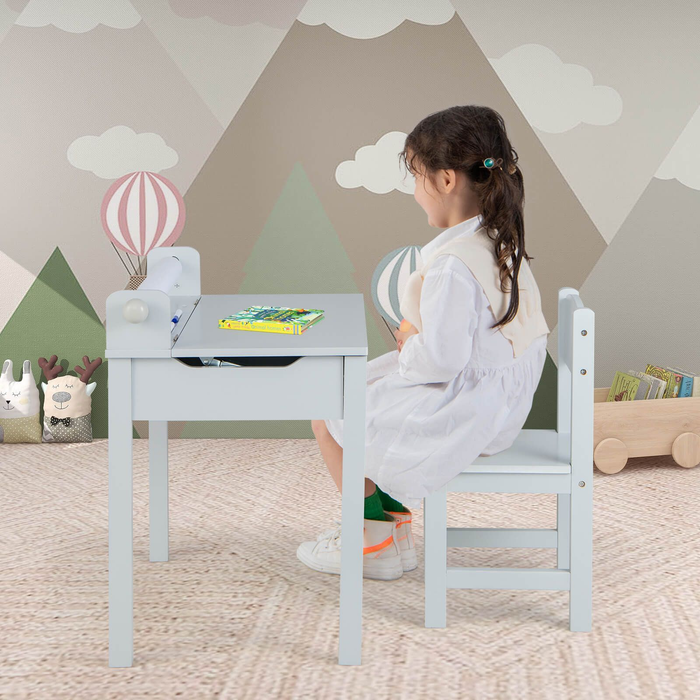 Toddler Activity Table with Chair with Storage and Paper Roll Holder