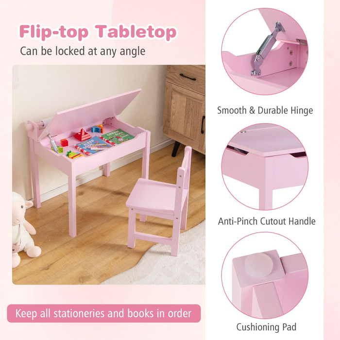 Toddler Activity Table with Chair with Storage and Paper Roll Holder