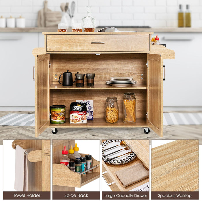 Rolling Kitchen Storage Trolley with Adjustable Shelf and Drawer