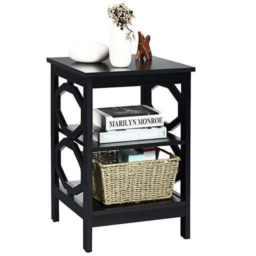 3-Tier Bedside Table with Storage Shelves for Living Room Bedroom