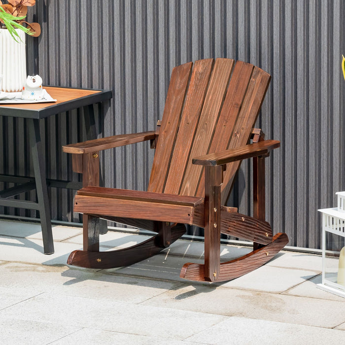 Patio Adirondack Rocking Chair with High Backrest