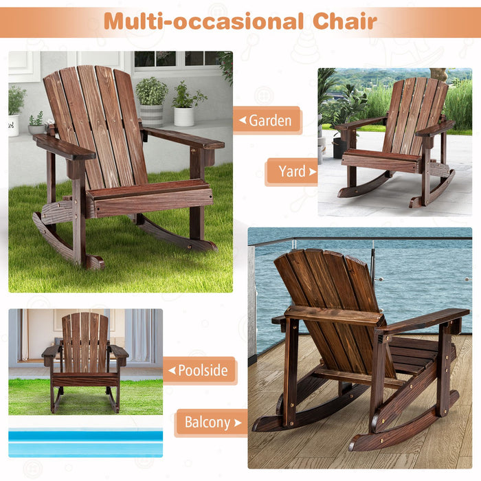 Patio Adirondack Rocking Chair with High Backrest