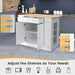 Drop-Leaf Kitchen Island with Extendable Worktop and Adjustable Shelves