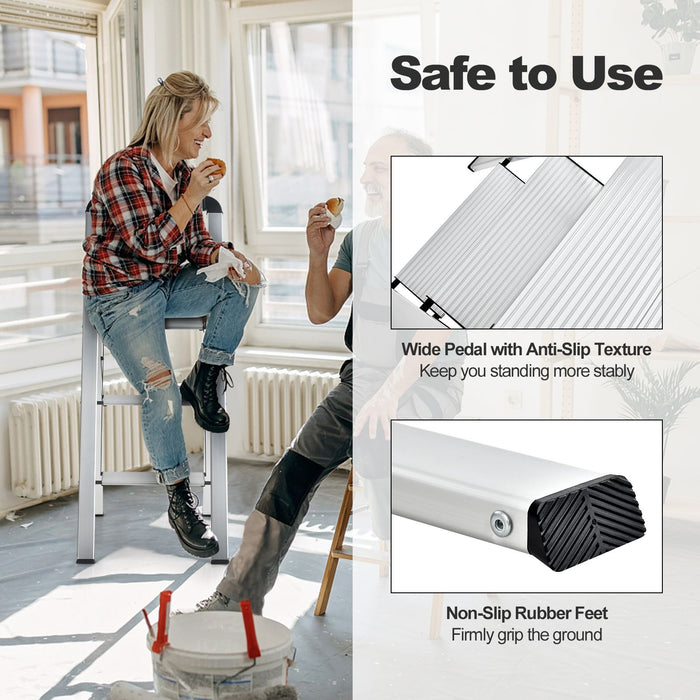 Aluminum Folding Step Stool with Non-Slip Pedal and Footpads
