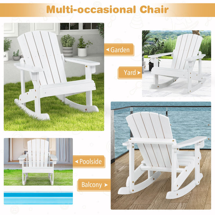 Patio Adirondack Rocking Chair with High Backrest