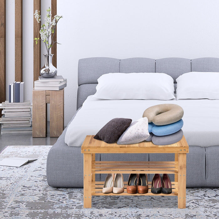 3-Tier Bamboo Shoe Bench for Entryway