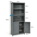 Wooden Tall Bookcase with 3-Tier Storage Cabinet