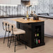 Drop-Leaf Kitchen Island with Extendable Worktop and Adjustable Shelves