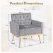 Modern Velvet Accent Chair with Button Tufted Back and Golden Metal Legs