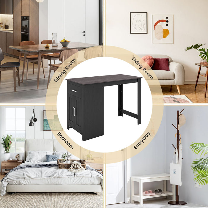 Counter Height Table with Storage Rectangular Pub Dining Table