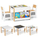 4 in 1 Kids Table and Chairs Set with Reversible Tabletop and Bookshelves