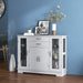 Wooden Buffet Sideboard with Adjustable Shelves and 2 Glass Doors