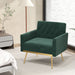 Modern Velvet Accent Chair with Button Tufted Back and Golden Metal Legs