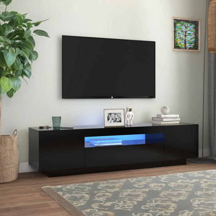 TV Stand Cabinet - 160x35x40cm Multimedia Cabinet with RGB LED Light