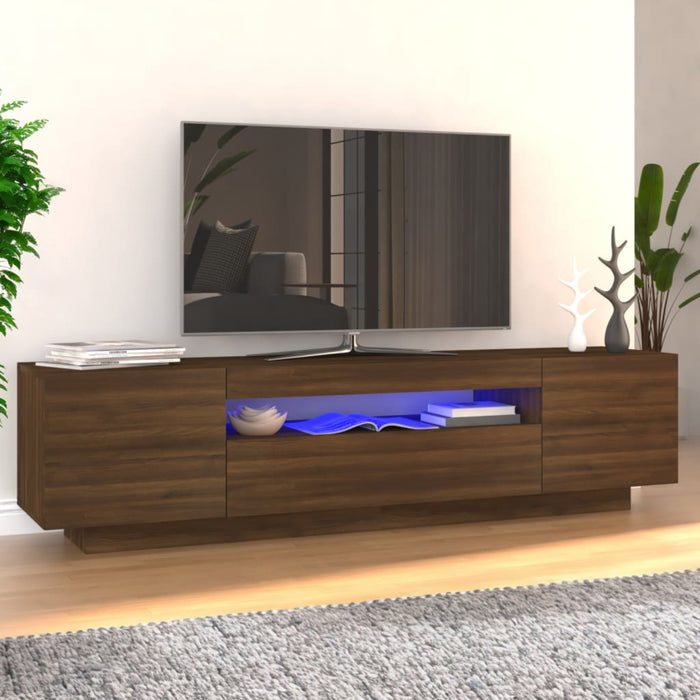 TV Stand Cabinet - 160x35x40cm Multimedia Cabinet with RGB LED Light