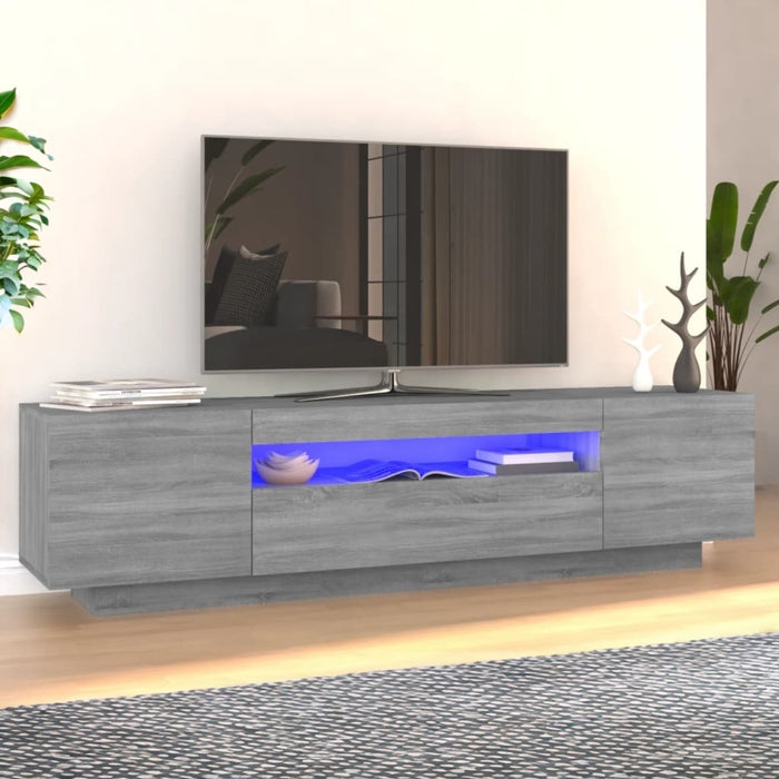 TV Stand Cabinet - 160x35x40cm Multimedia Cabinet with RGB LED Light