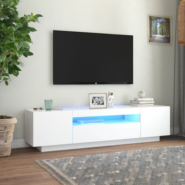 TV Stand Cabinet - 160x35x40cm Multimedia Cabinet with RGB LED Light