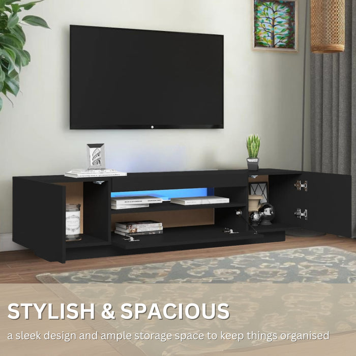 TV Stand Cabinet - 160x35x40cm Multimedia Cabinet with RGB LED Light